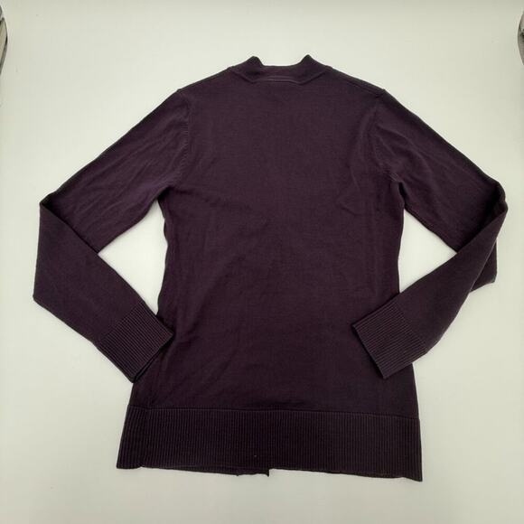 Tory Burch Wool Preppy Logo Cardigan Buttons Sweater Simone Purple Small - Picture 4 of 4